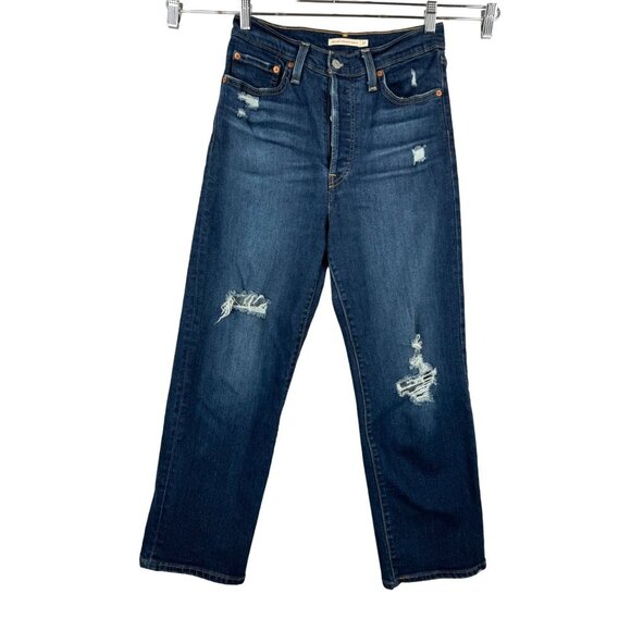 Levis Ribcage Straight ankle jeans distressed button fly sz 27 - Picture 1 of 11